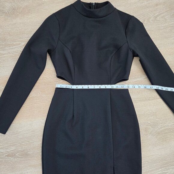 Lulus Awestruck Black Long Sleeve Bodycon Mini Dress with Cutouts Size Small - Picture 15 of 17